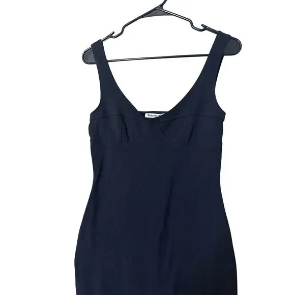 Reformation Dress Braun Sleeveless V-Neck Bodycon Midi Black Women's Size S - Picture 3 of 8